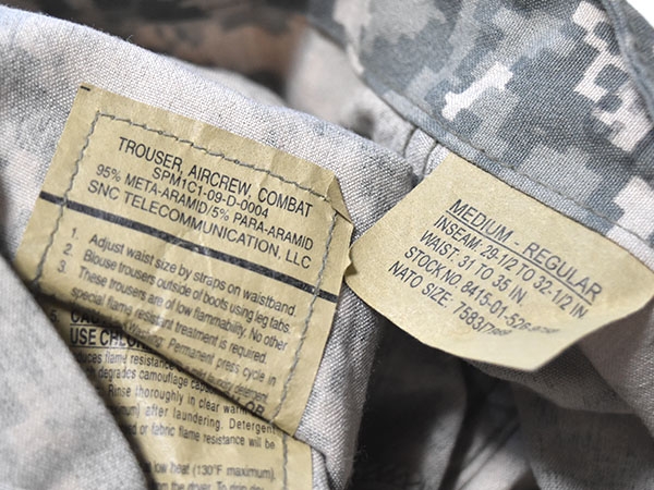 米軍実物 AIRCREW エアクルーパンツ ACU/UCP ヘリ パイロット M-R 陸軍