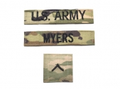 米軍実物 ARMY 陸軍 ネームタグ ネームテープ 階級章 OCP/マルチカム 3点セット