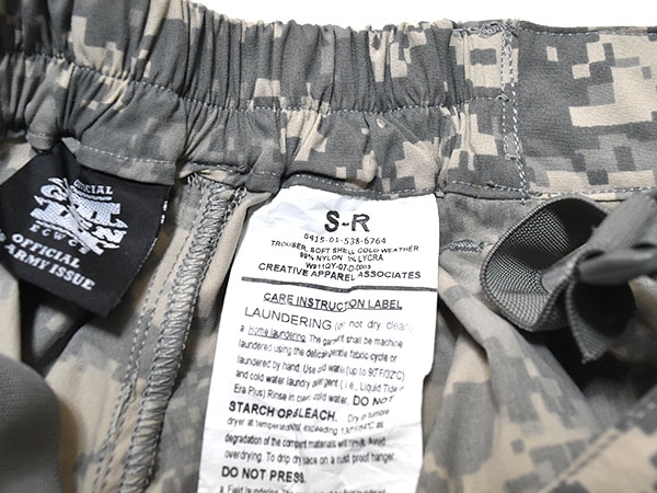 米軍実物 ECWCS GEN3 LEVEL5 ACU/UCP ソフトシェルパンツ 防寒 S-R
