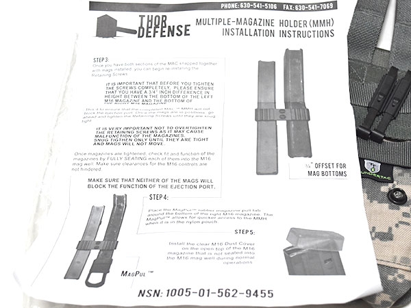 米軍実物 THUNDERTAC CQB KIT M4/M16 マガジンポーチ 3本収納