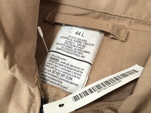 米軍実物 CWU-27/P フライヤーズ カバーオール 44L | ミリタリー琉球