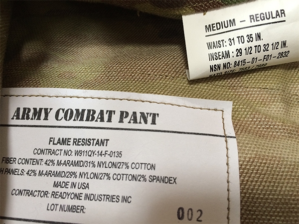 米軍実物 ARMY コンバットパンツ マルチカム FR M-R
